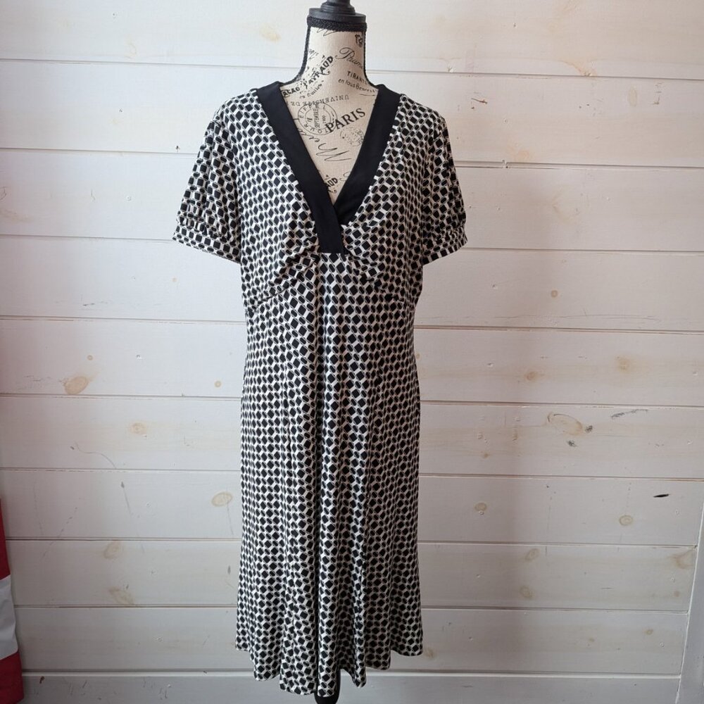 Evan-Picone Geometric Print Faux Wrap Midi Dress Size 16
